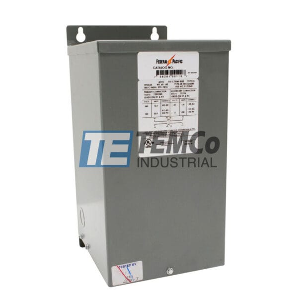 Federal Pacific K1XGF12-.100 Buck-Boost Transformer, 0.1 kVA, 120/240V Primary, 12/24V Secondary, Single Phase