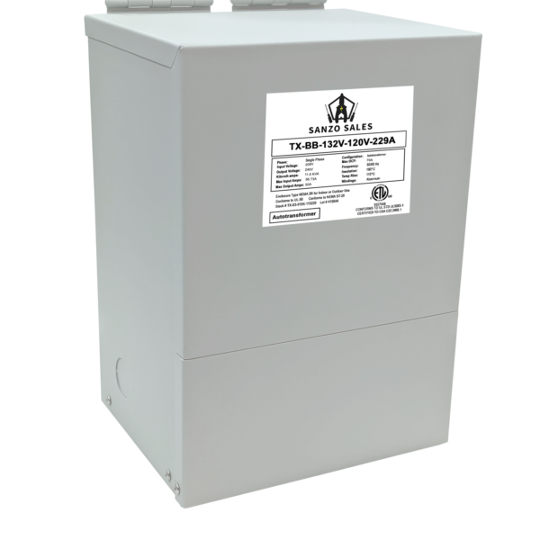 27.48 kVA Step-Down Buck-Boost Transformer, 132V → 120V, 229A, Single Phase