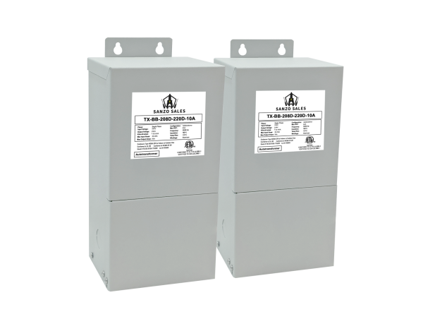 3.81 kVA Step-Up Buck-Boost Transformer (Booster), 208V → 220V, 10A, Three Phase