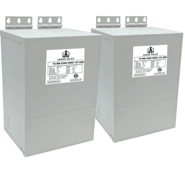 49.58 kVA Step-Down Buck-Boost Transformer, 230V → 208V, 137.62A, Three Phase