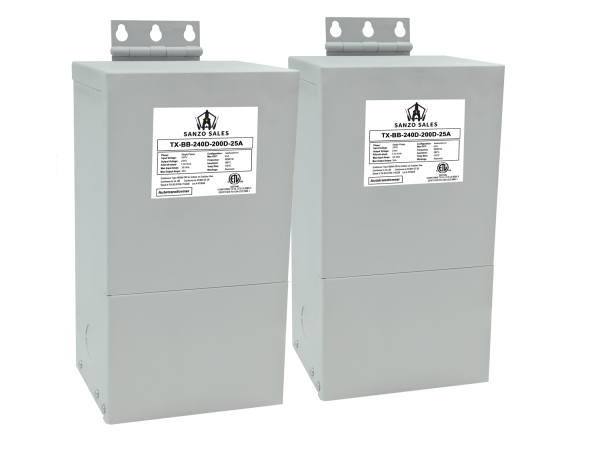 8.66 kVA Step-Down Buck-Boost Transformer, 240V → 200V, 25A, Three Phase