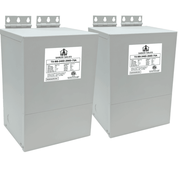 25.98 kVA Step-Down Buck-Boost Transformer, 240V → 200V, 75A, Three Phase