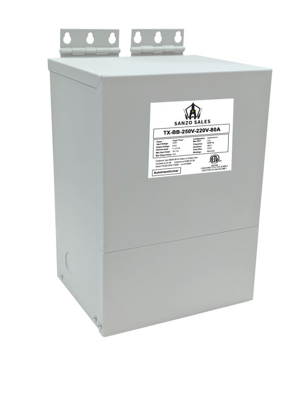 17.6 kVA Step-Down Buck-Boost Transformer, 250V → 220V, 80A, Single Phase
