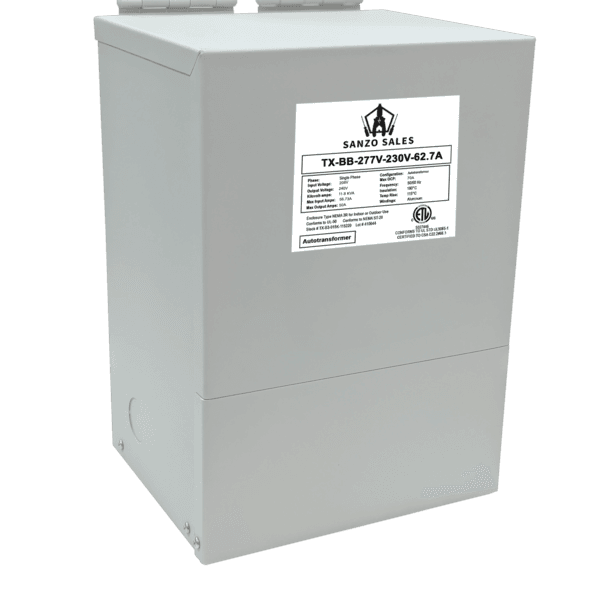 14.42 kVA Step-Down Buck-Boost Transformer, 277V → 230V, 62.7A, Single Phase
