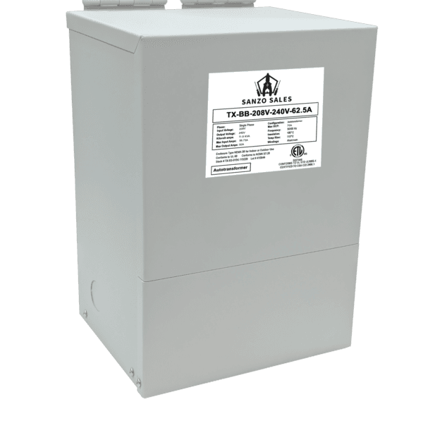 30.27 kVA Step-Down Buck-Boost Transformer, 484V → 440V, 68.8A, Single Phase