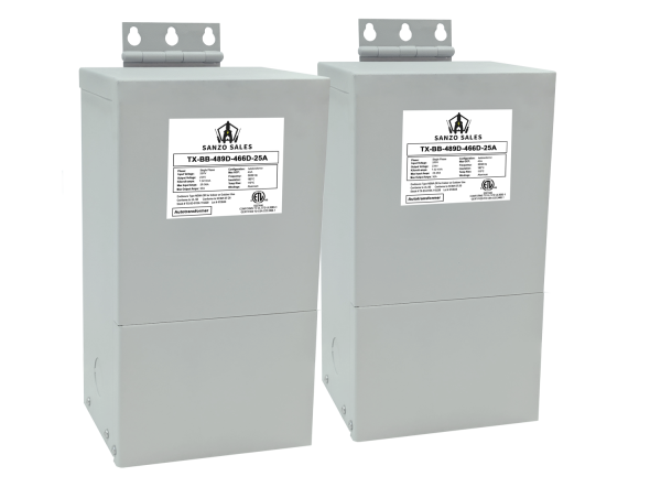 20.18 kVA Step-Down Buck-Boost Transformer, 489V → 466V, 25A, Three Phase
