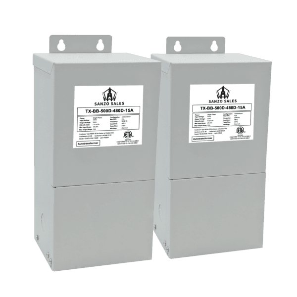 12.47 kVA Step-Down Buck-Boost Transformer, 500V → 480V, 15A, Three Phase