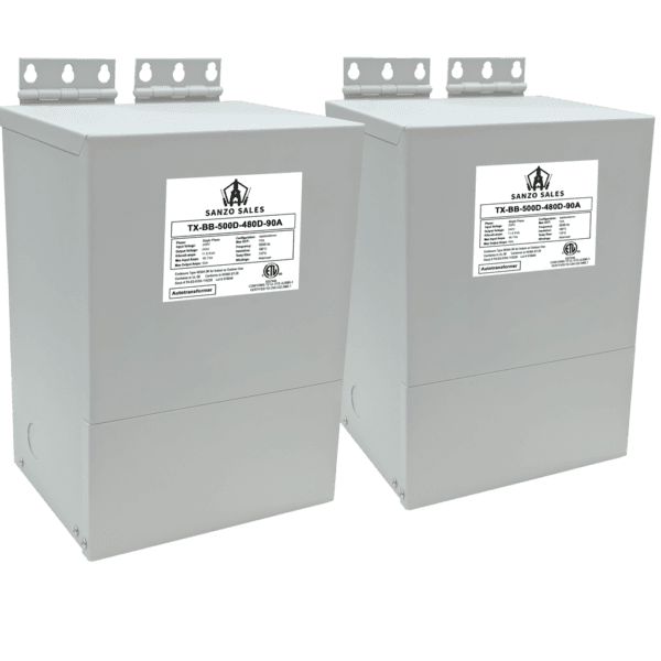 74.82 kVA Step-Down Buck-Boost Transformer, 500V → 480V, 90A, Three Phase