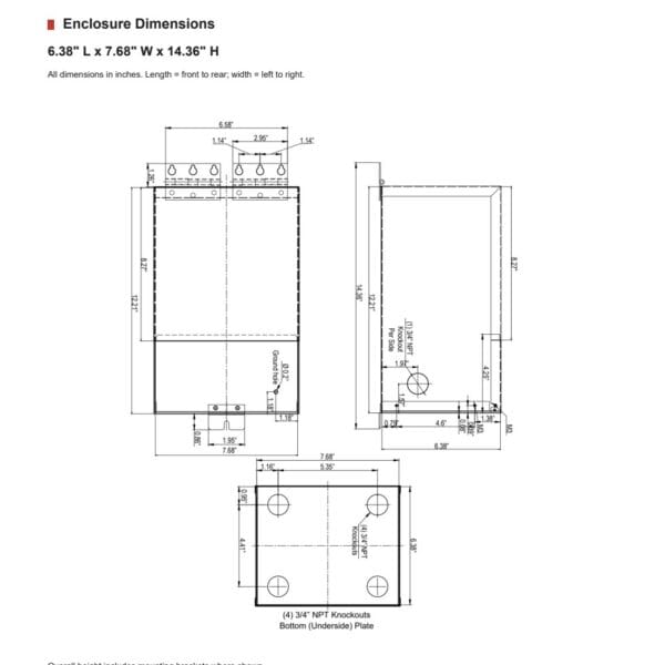 TX-A3-025K-123124-AL enclosure dimensions