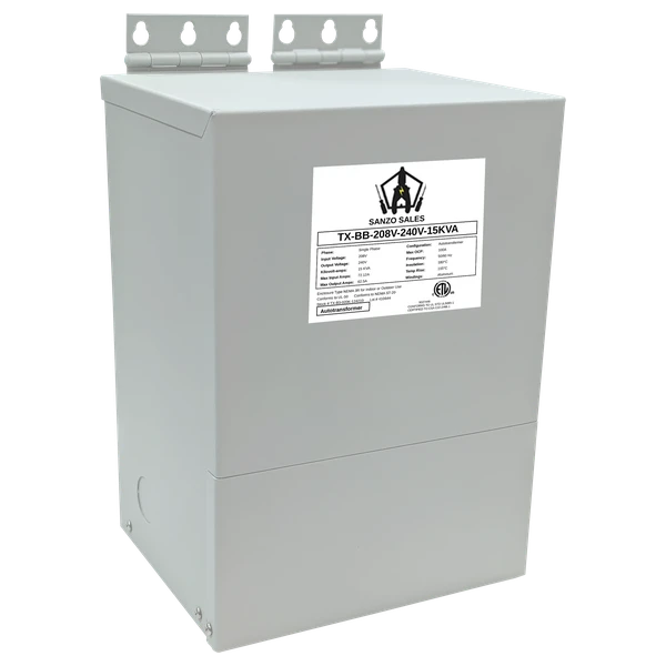15 kVA Step-Up Buck-Boost Transformer (Booster), 208V → 240V, 62.5A, Single Phase