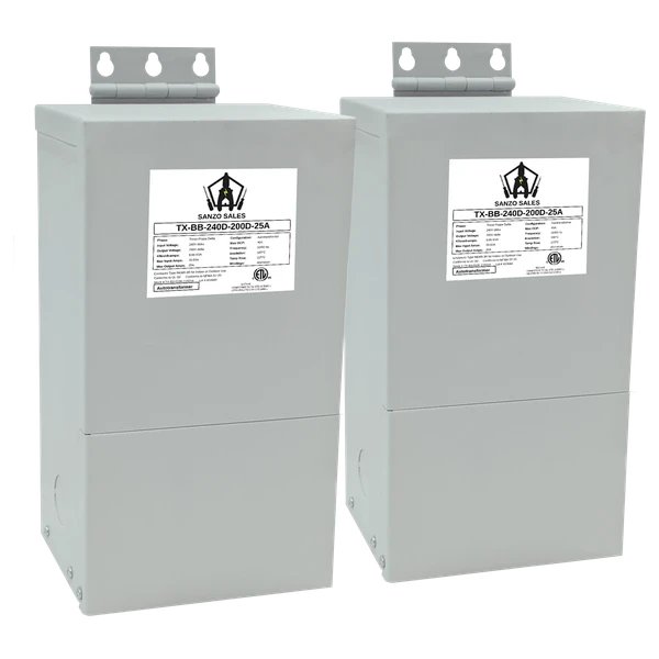 8.66 kVA Step-Down Buck-Boost Transformer, 240V → 200V, 25A, Three Phase