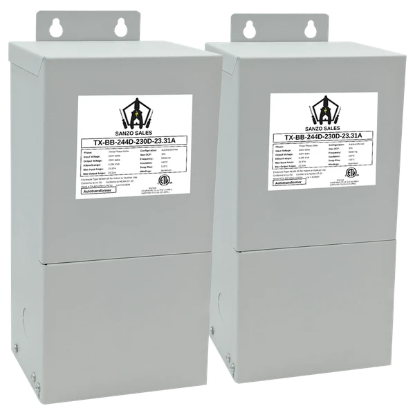 9.29 kVA Step-Down Buck-Boost Transformer, 244V → 230V, 23.31A, Three Phase