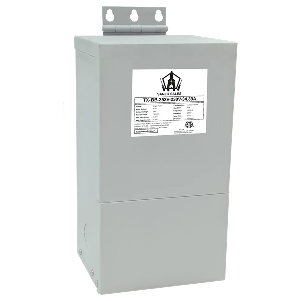 7.91 kVA Step-Down Buck-Boost Transformer, 252V → 230V, 34.39A, Single Phase